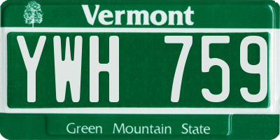 VT license plate YWH759