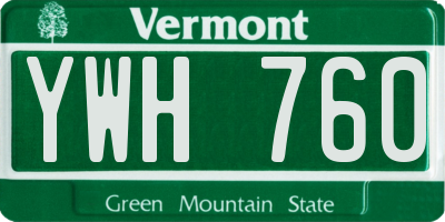 VT license plate YWH760