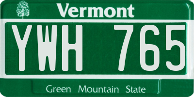 VT license plate YWH765