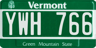 VT license plate YWH766