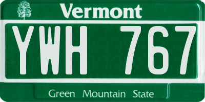 VT license plate YWH767