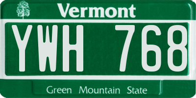 VT license plate YWH768