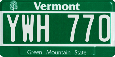 VT license plate YWH770