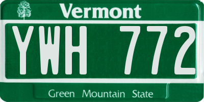 VT license plate YWH772