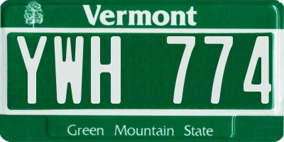 VT license plate YWH774