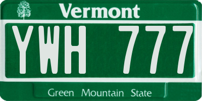 VT license plate YWH777