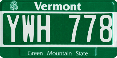 VT license plate YWH778