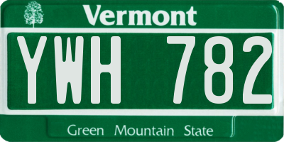 VT license plate YWH782