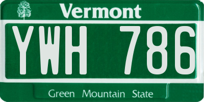 VT license plate YWH786