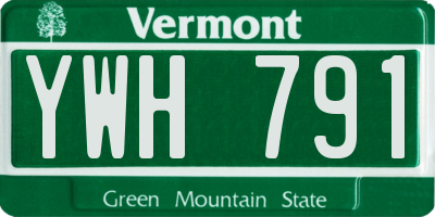 VT license plate YWH791
