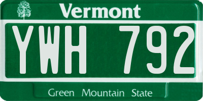 VT license plate YWH792