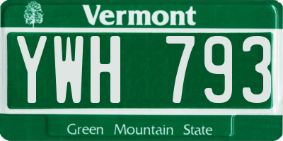 VT license plate YWH793