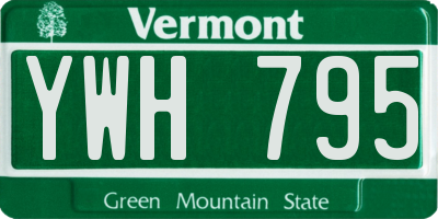 VT license plate YWH795
