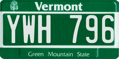 VT license plate YWH796