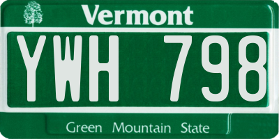 VT license plate YWH798
