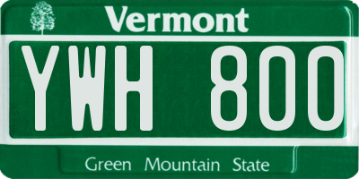 VT license plate YWH800