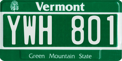 VT license plate YWH801