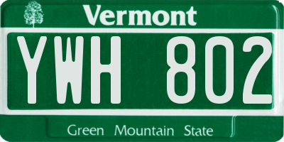 VT license plate YWH802
