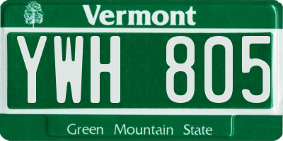VT license plate YWH805