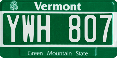 VT license plate YWH807