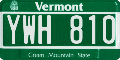 VT license plate YWH810