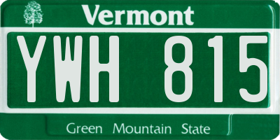 VT license plate YWH815