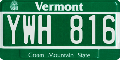 VT license plate YWH816