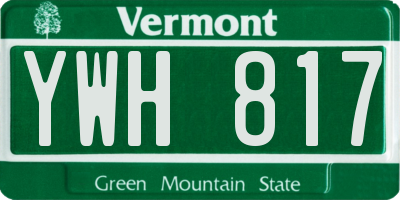 VT license plate YWH817