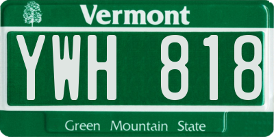 VT license plate YWH818