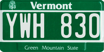 VT license plate YWH830