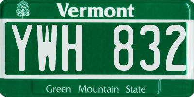 VT license plate YWH832