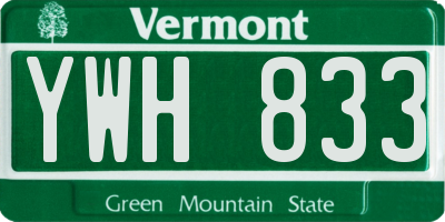VT license plate YWH833