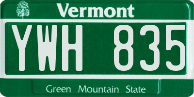 VT license plate YWH835