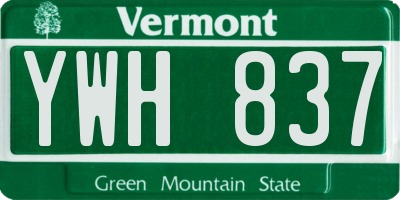 VT license plate YWH837