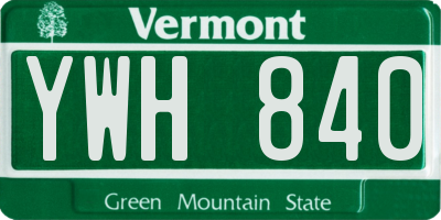 VT license plate YWH840