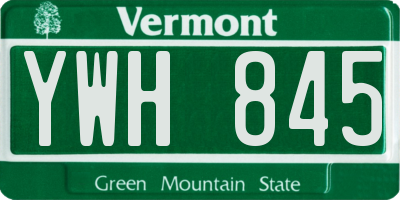 VT license plate YWH845
