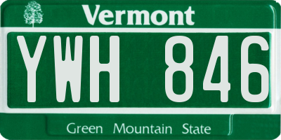 VT license plate YWH846