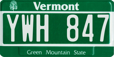 VT license plate YWH847