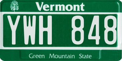 VT license plate YWH848