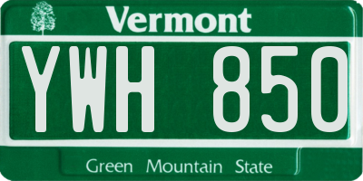 VT license plate YWH850