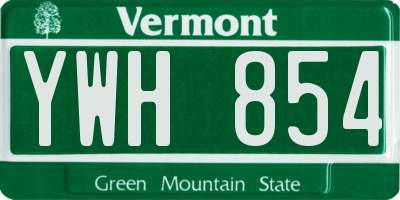 VT license plate YWH854