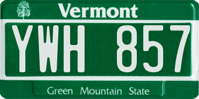 VT license plate YWH857