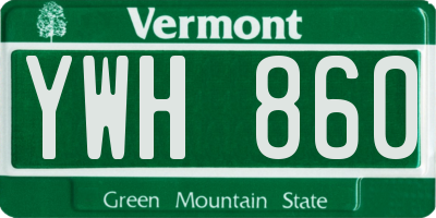 VT license plate YWH860