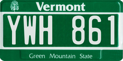 VT license plate YWH861