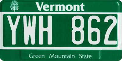VT license plate YWH862