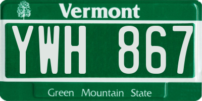 VT license plate YWH867