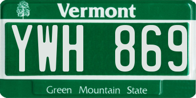 VT license plate YWH869