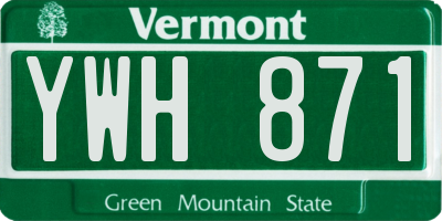VT license plate YWH871