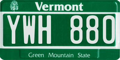 VT license plate YWH880