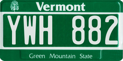 VT license plate YWH882